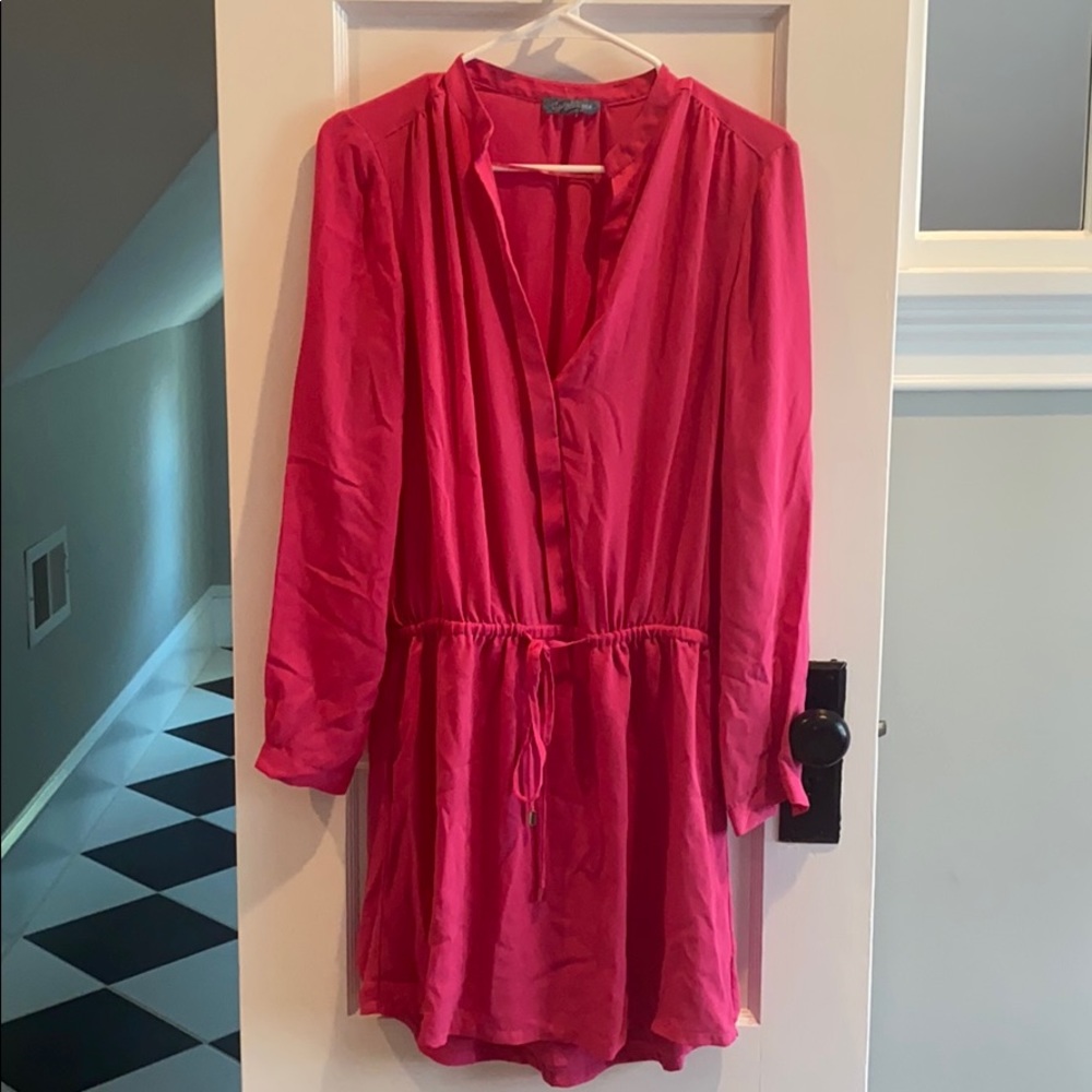 Pink tie waist dress